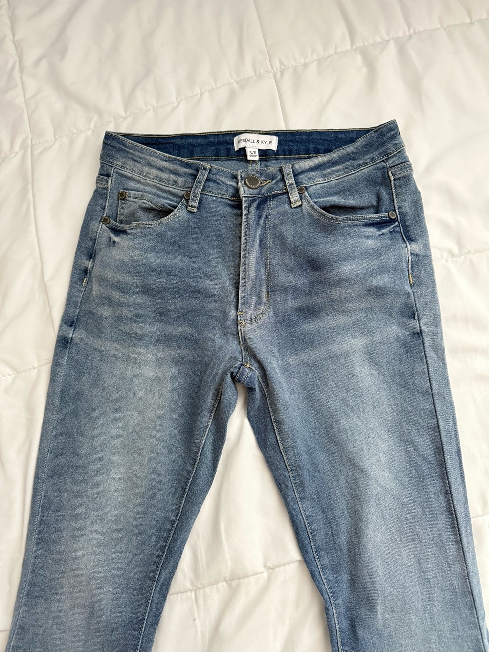 Kendall & Kylie Low-Rise Blue Denim Flare Jeans